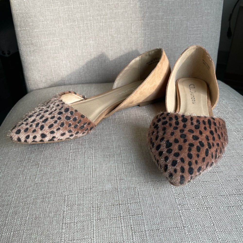 CL by Laundry Brown and Tan Halo Belle Flats with Textured Toe